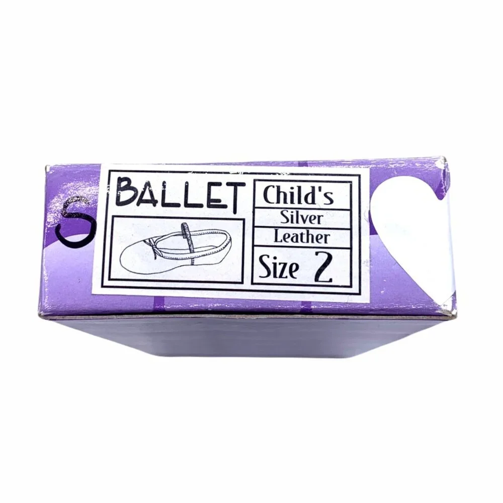 Little Girls Metallic Silver Ballet Slippers 2 Shoes Slip On Wedding Party Dance